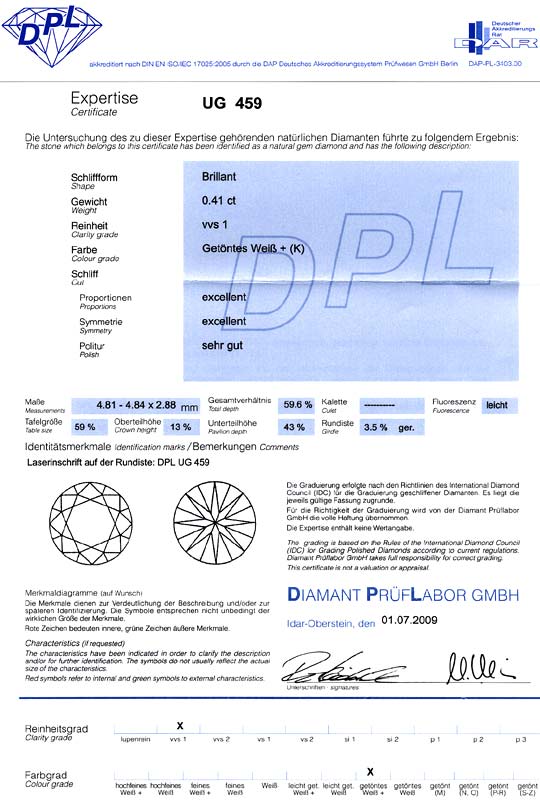 Foto 9 - Brillant 0,41ct Top Cape VVS1 DPL Expertise Lasergravur, D6436