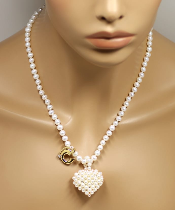 Foto 6 - Perlkette Perlenherz Anhänger und Clip Diamant-Anhänger, R9310