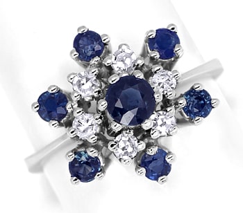 Foto 1 - Saphirring 1,18ct blaue Safire und 0,23ct Diamanten 14K, R9976