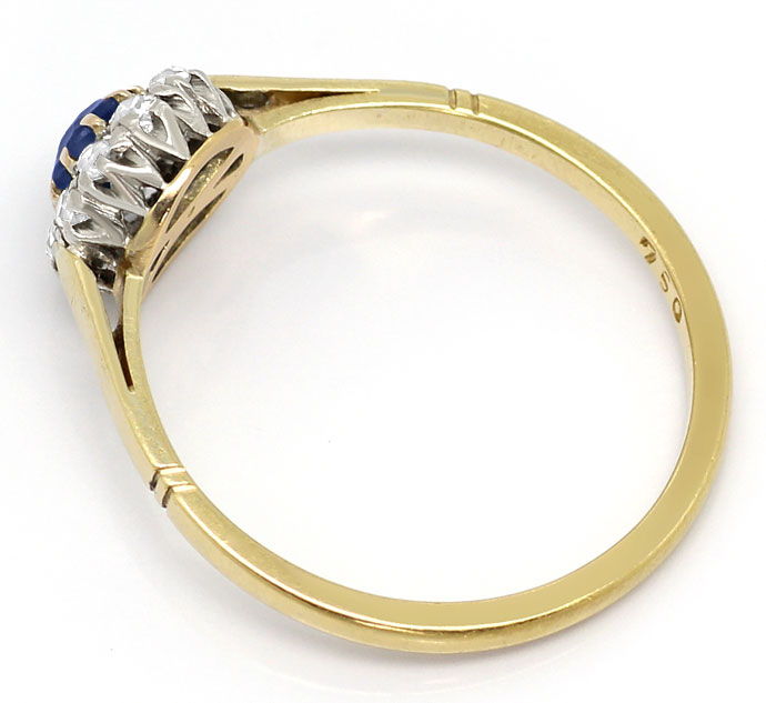 Foto 3 - Antiker Diamanten-Ring mit 0,37ct Altschliff und Saphir, S3576
